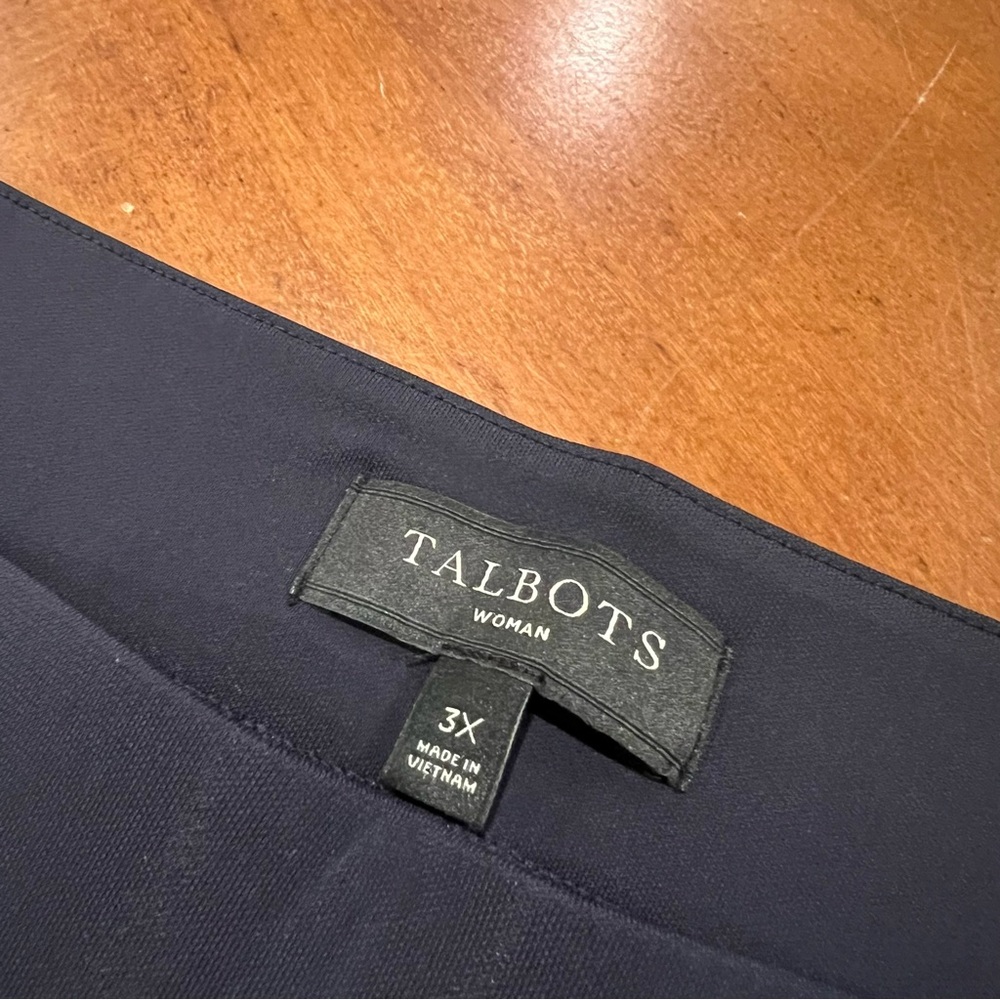 NEW Talbots Woman Stretch Cropped Wide‎ Leg Pull-On Pant Navy 3X Plus Size - Picture 10 of 15